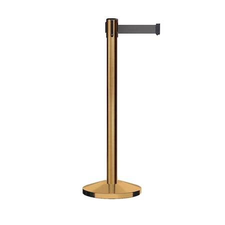 Montour Line Stanchion Belt Barrier Sat.Brass Post 13ft. Dk Gry Belt ES400-SB-DGY-130